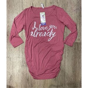 Planet Motherhood I Already Love You Maternity Pink Small Top New